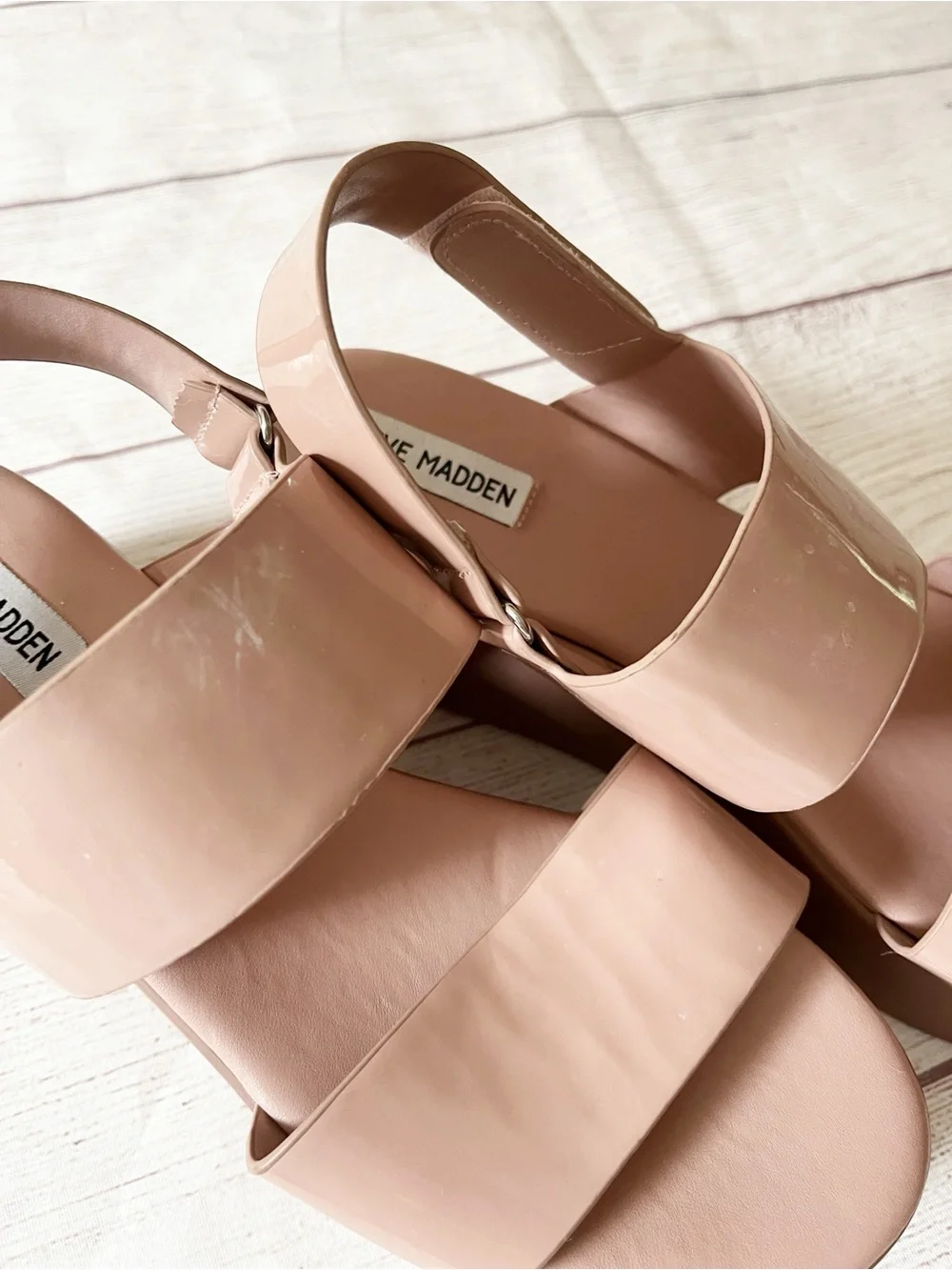 Steve Madden Rachel blush patent platform sandals 9